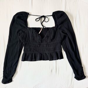 Free People Chloe sweetheart neckline puff sleeve top